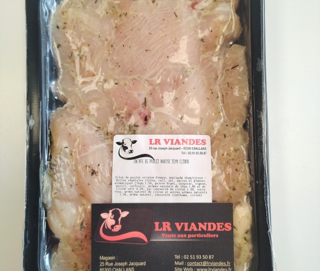 Emincés de poulet mariné Thym Citron