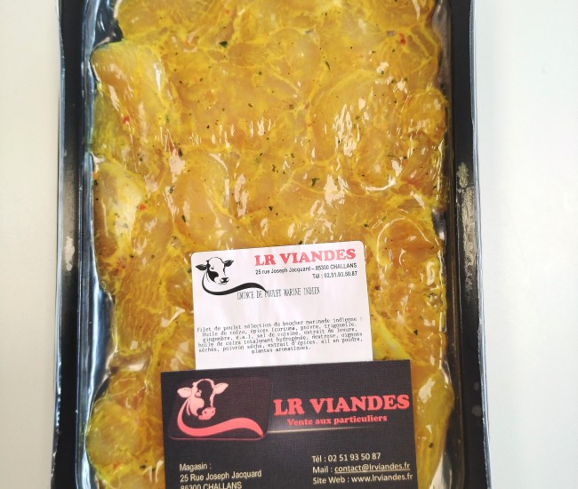 Emincés de poulet marinés à l'Indienne