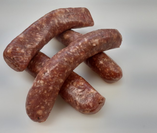 Grosses saucisses 125 g aux oignons grillés