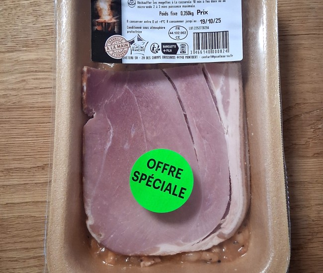 Jambon fumé mogettes - 1 part - 350 G