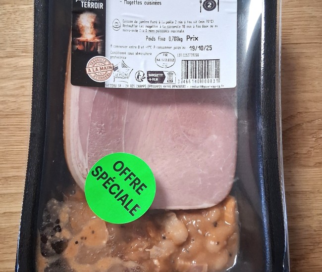 Jambon fumé mogettes - 2 parts - 700 G