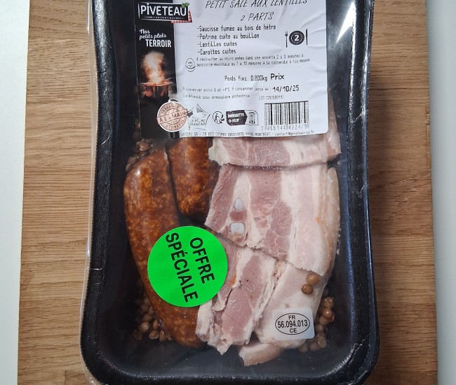 Petit salé aux lentilles - 2 parts - 800 G
