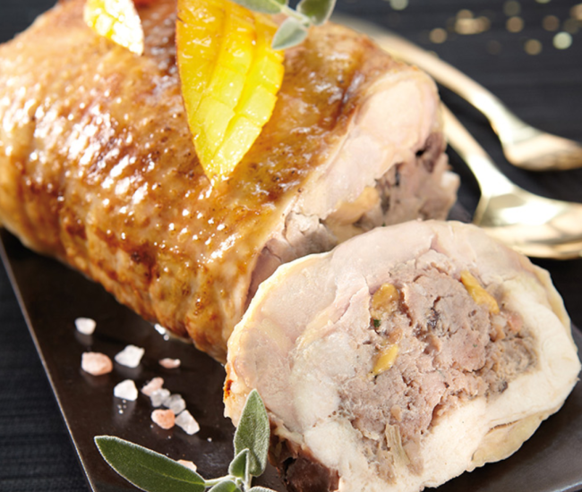 Rôti de chapon Farci au Foie gras 